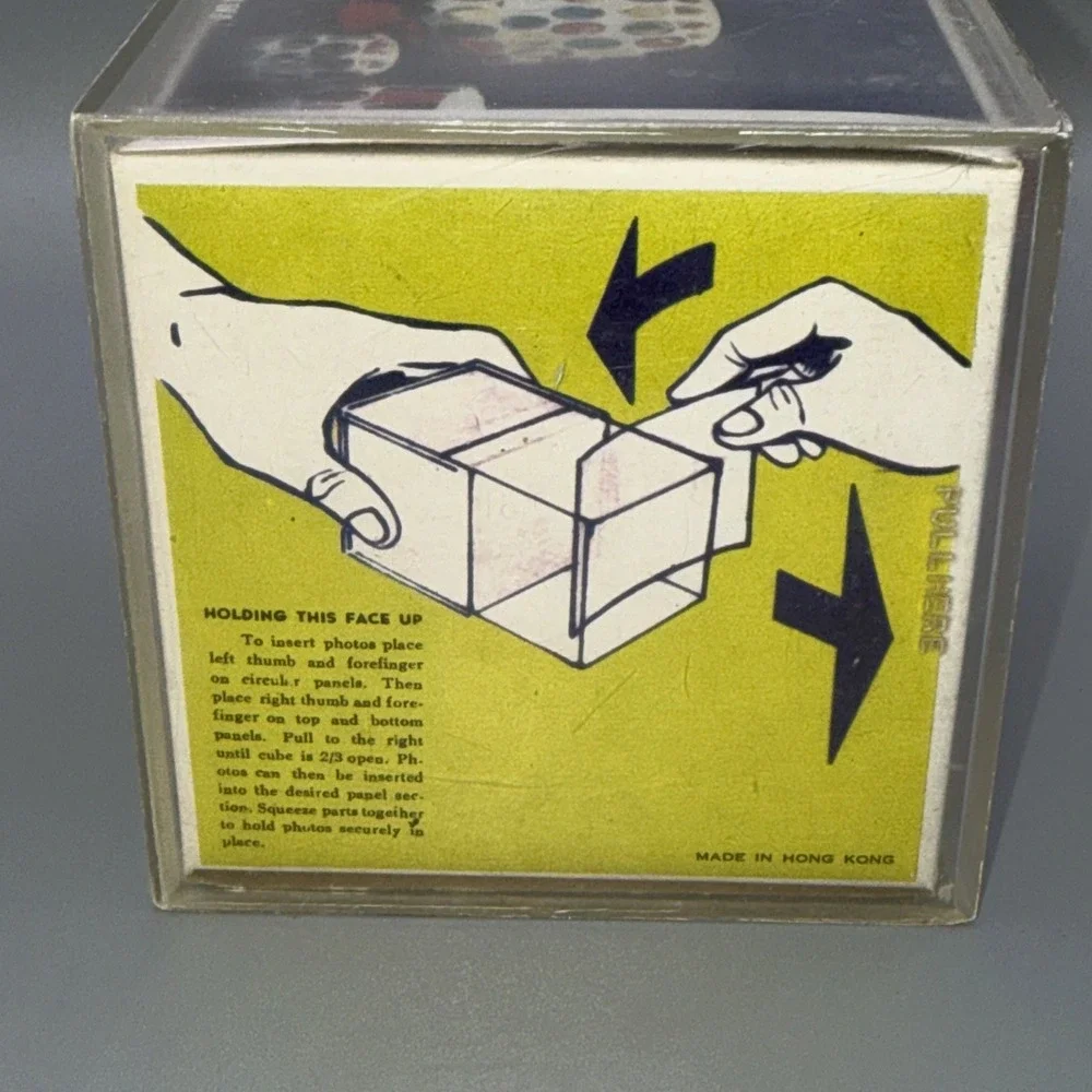 Vintage Acrylic Photo Cube Block Frame 1970's Holds 6 Pictures Original Inserts